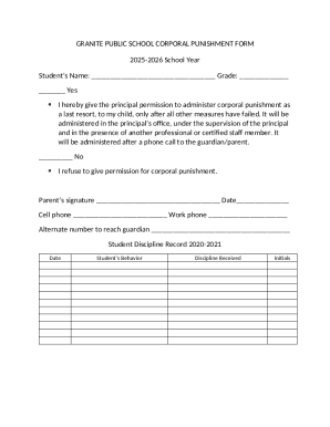 Granite Public School Corporal Punishment Form