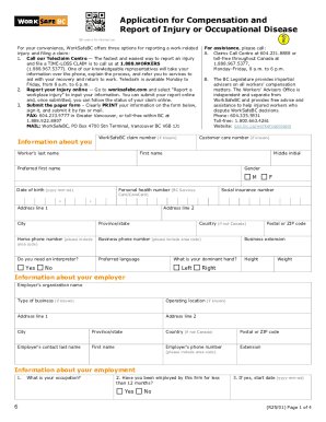 WorkSafeBC Injury Compensation Application
