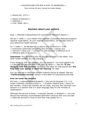 Health First Colorado Service Decision Notice