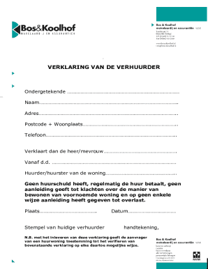 Landlord Statement Form