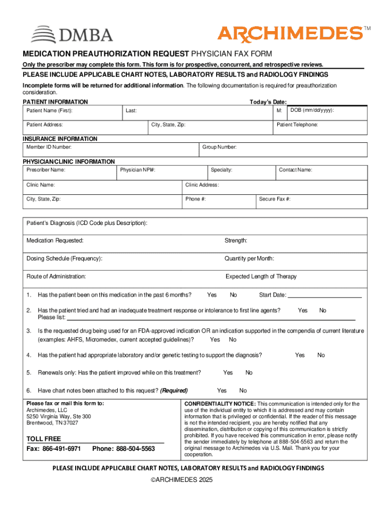 Medication Preauthorization Request Form - Blank Fillable Template ...