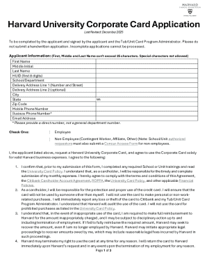 Harvard University Corporate Card Application