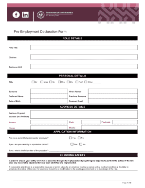 Pre-Employment Declaration Form