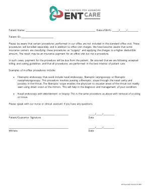 Patient Billing Notice for In-Office Procedures