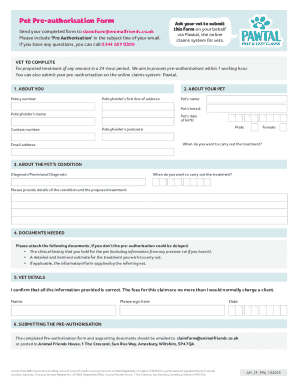 Pet Pre-authorisation Form