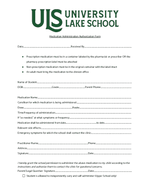 Medication Administration Authorization Form