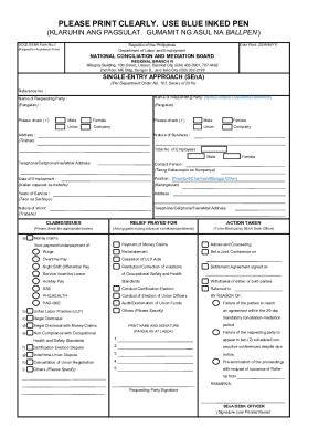 DOLE-SENA Request for Assistance Form