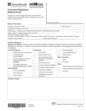 Coronary Angiogram Referral Form