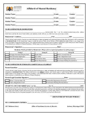 Affidavit of Shared Residency