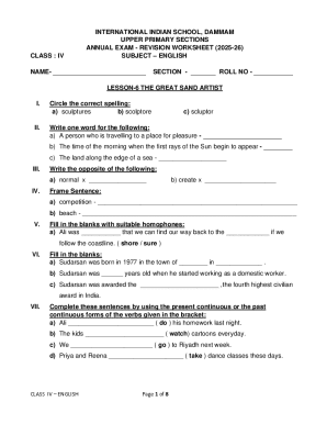 Annual Exam Revision Worksheet