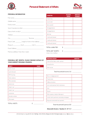 Personal Statement of Affairs