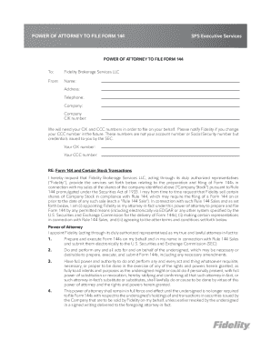 Power of Attorney to File Form 144
