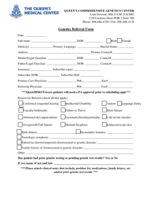 Umr Genetic Testing Form.pdf Genetics Referral Form - Blank Fillable Template | Fill Out, Print ...