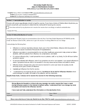Influenza Vaccine Declination Form