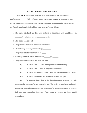 Court Case Management Order