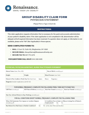 Group Disability Claim Form - Blank Fillable Template | Fill Out, Print ...