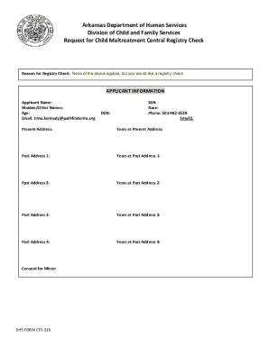Arkansas Child Maltreatment Central Registry Check