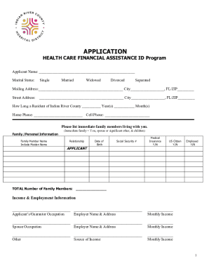 Health Care Financial Assistance Application