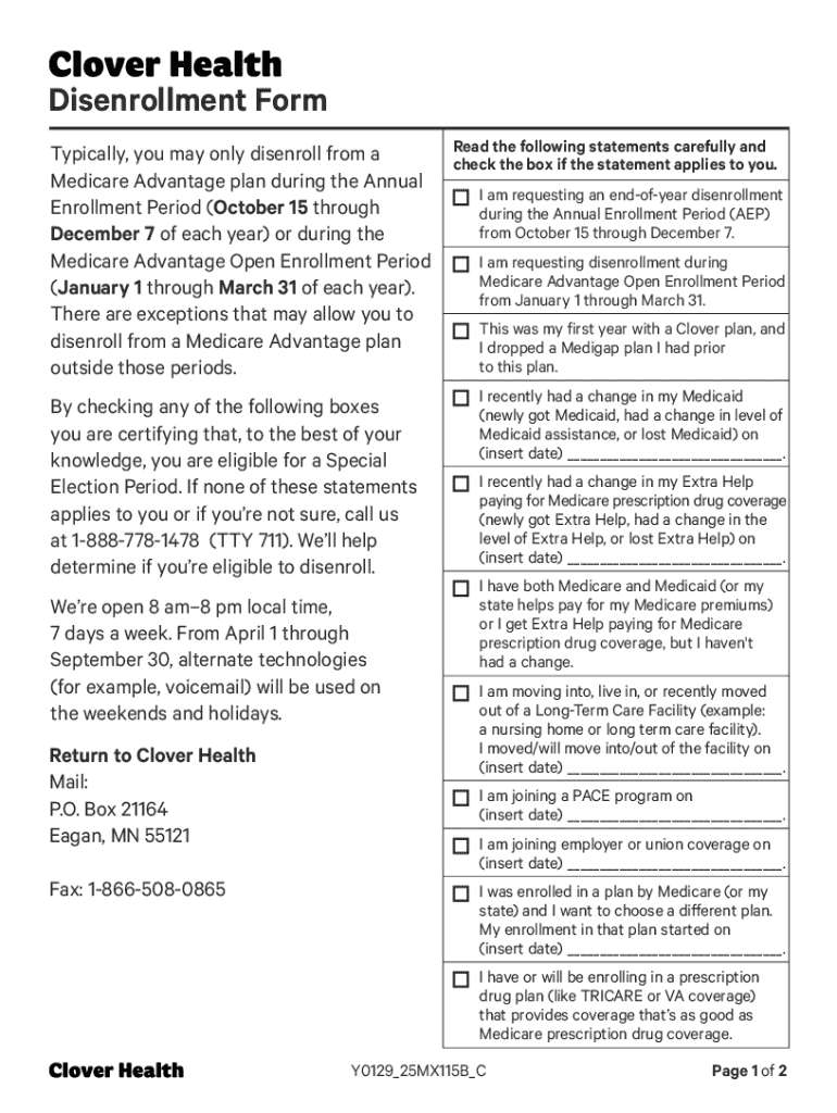 Medicare Disenrollment Form.pdf Medicare Advantage Disenrollment Form - Blank Fillable Template | Fill ...