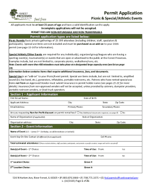 Picnic and Special Event Permit Application