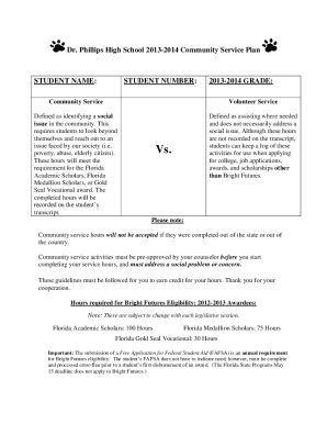 Dr. Phillips High School Community Service Plan