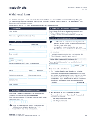 National Mutual Retirement Fund Withdrawal Request Form