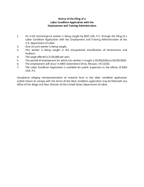 Notice of H-1B Labor Condition Application Filing