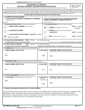 Contract Security Classification Specification