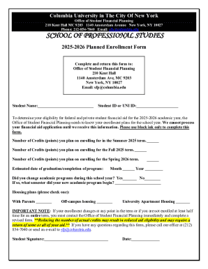 2025-2026 Planned Enrollment Form