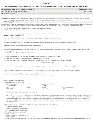 Form ADV Investment Adviser Registration