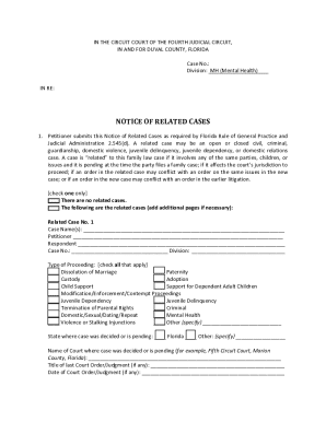 Florida Notice of Related Cases