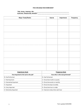 FWS Job Analysis Worksheet