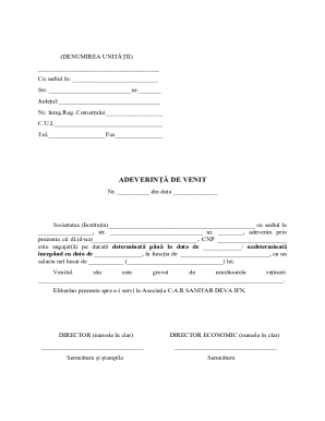 Romanian Employee Income Certificate