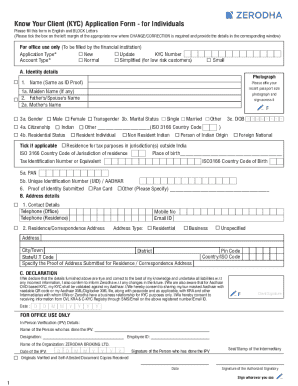 Zerodha KYC Application Form