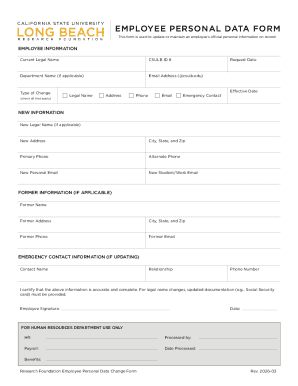 Employee Personal Data Form