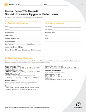 Nucleus 7 Sound Processor Upgrade Order Form