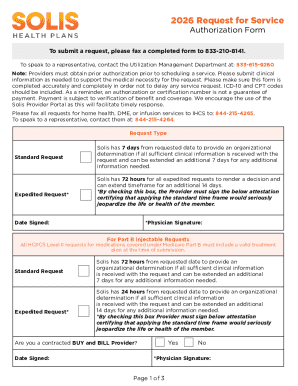 Request for Service Authorization Form