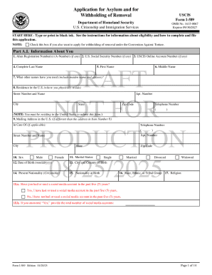 USCIS Form I-589 Application for Asylum and Withholding of Removal