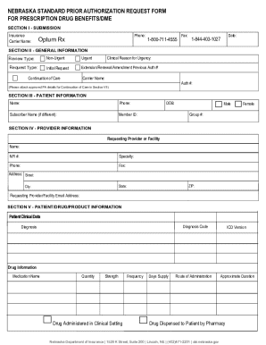 Nebraska Standard Prior Authorization Request Form