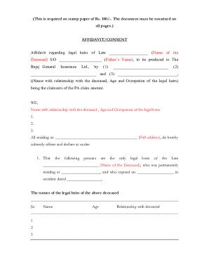 Affidavit for Legal Heirs of Deceased