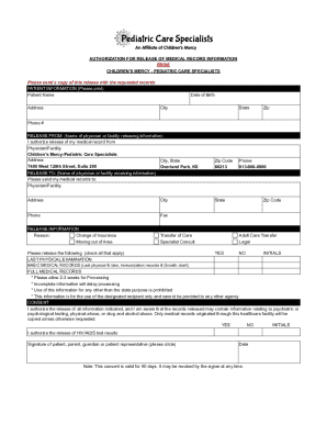 Authorization for Release of Medical Record Information