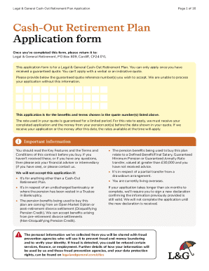 Legal & General Cash-Out Retirement Plan Application