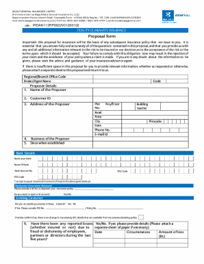 Bajaj General Fidelity Guarantee Insurance Proposal Form