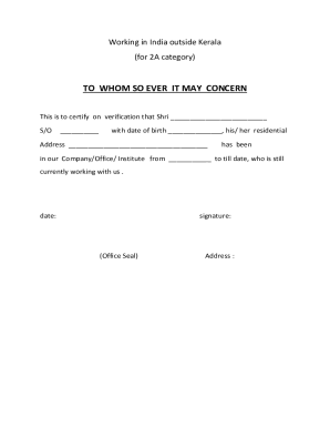 Employment Verification Certificate