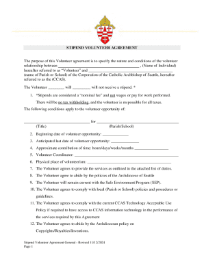 Stipend Volunteer Agreement