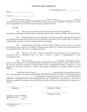 Noncollusion Affidavit