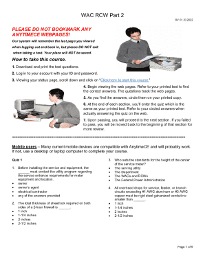 WAC RCW Part 2 Electrical Exam