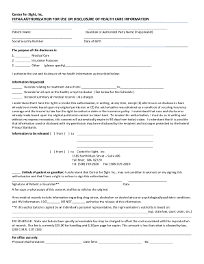 HIPAA Authorization for Health Information Disclosure