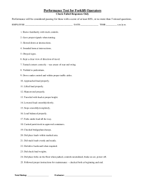 Forklift Operator Performance Test