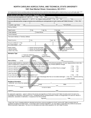 North Carolina A&T Undergraduate Application Update Form